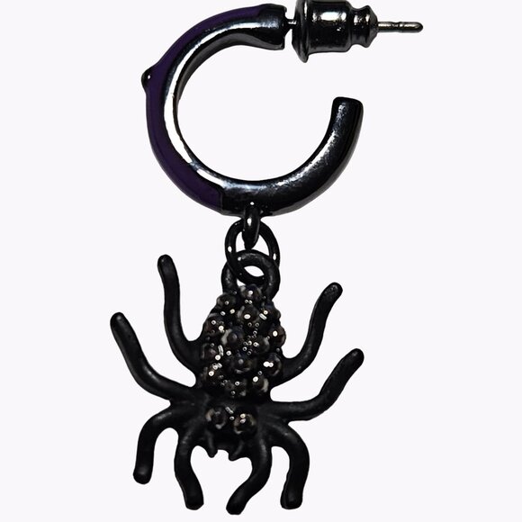 Halloween Spider Drop Earrings Hoop Black Purple Spooky Fashion Jewelry Women - Picture 4 of 6